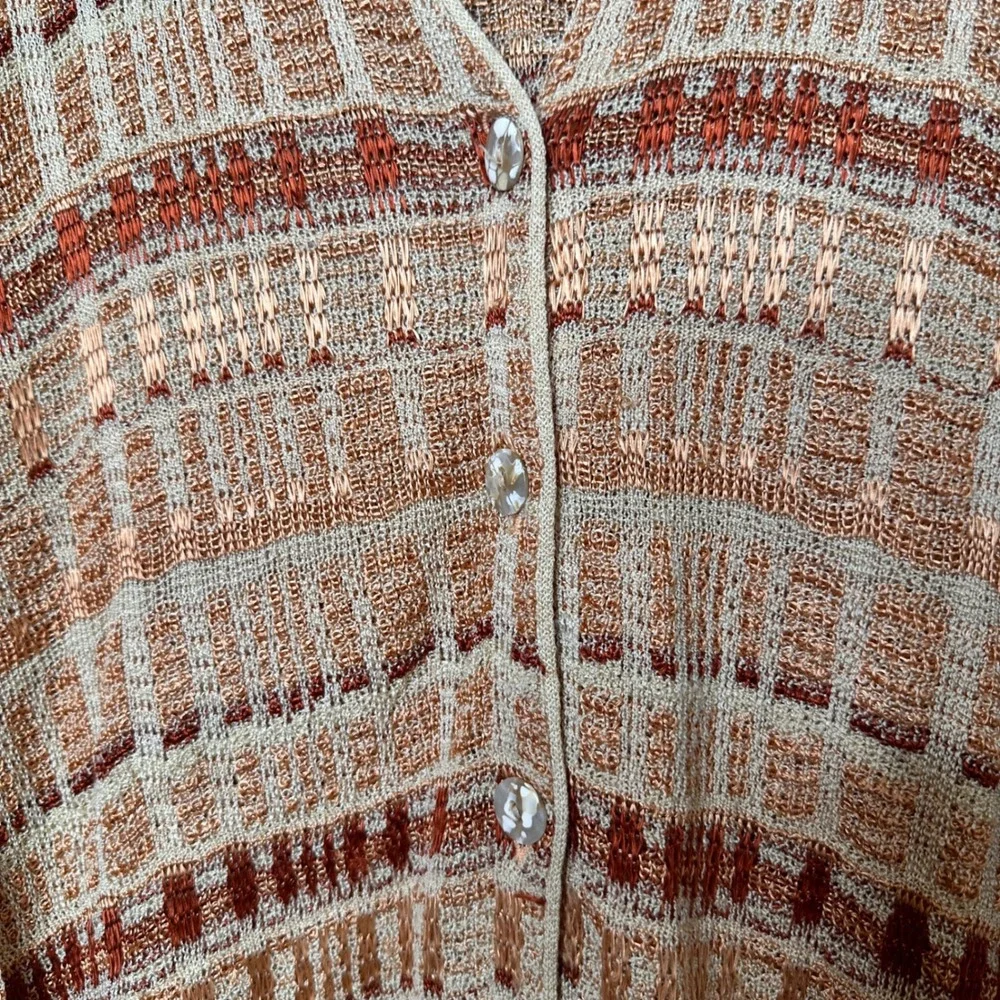 Andrea Casati Vintage Italian Knit Cardigan Sweater Cream Copper Italy Vacation - Picture 4 of 11